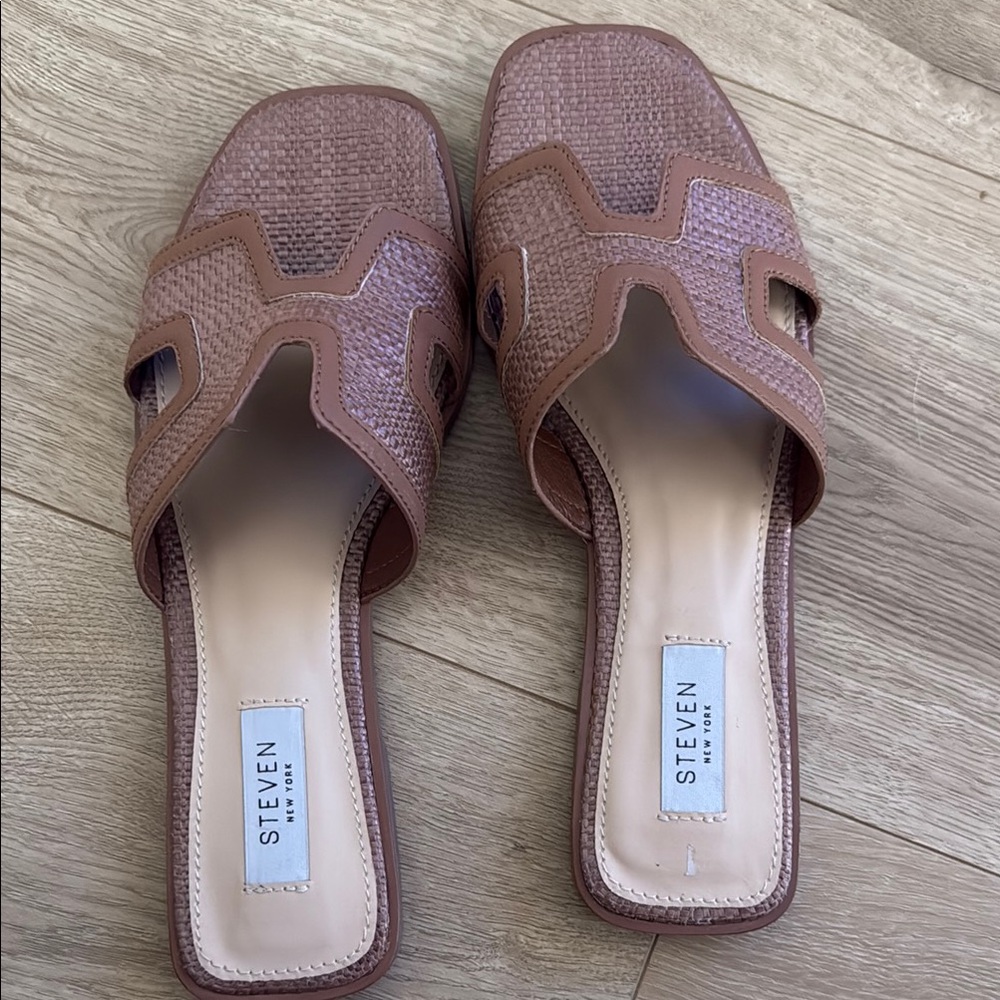 Steven New York Women's Tan Slide Sandals